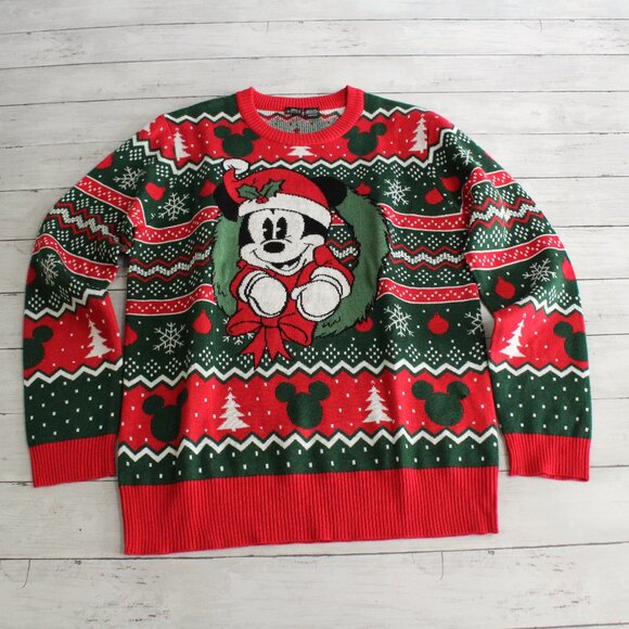 Disney Men's Ugly Christmas Sweater Size 2XL Pullover Mickey Mouse Holiday - Picture 1 of 6